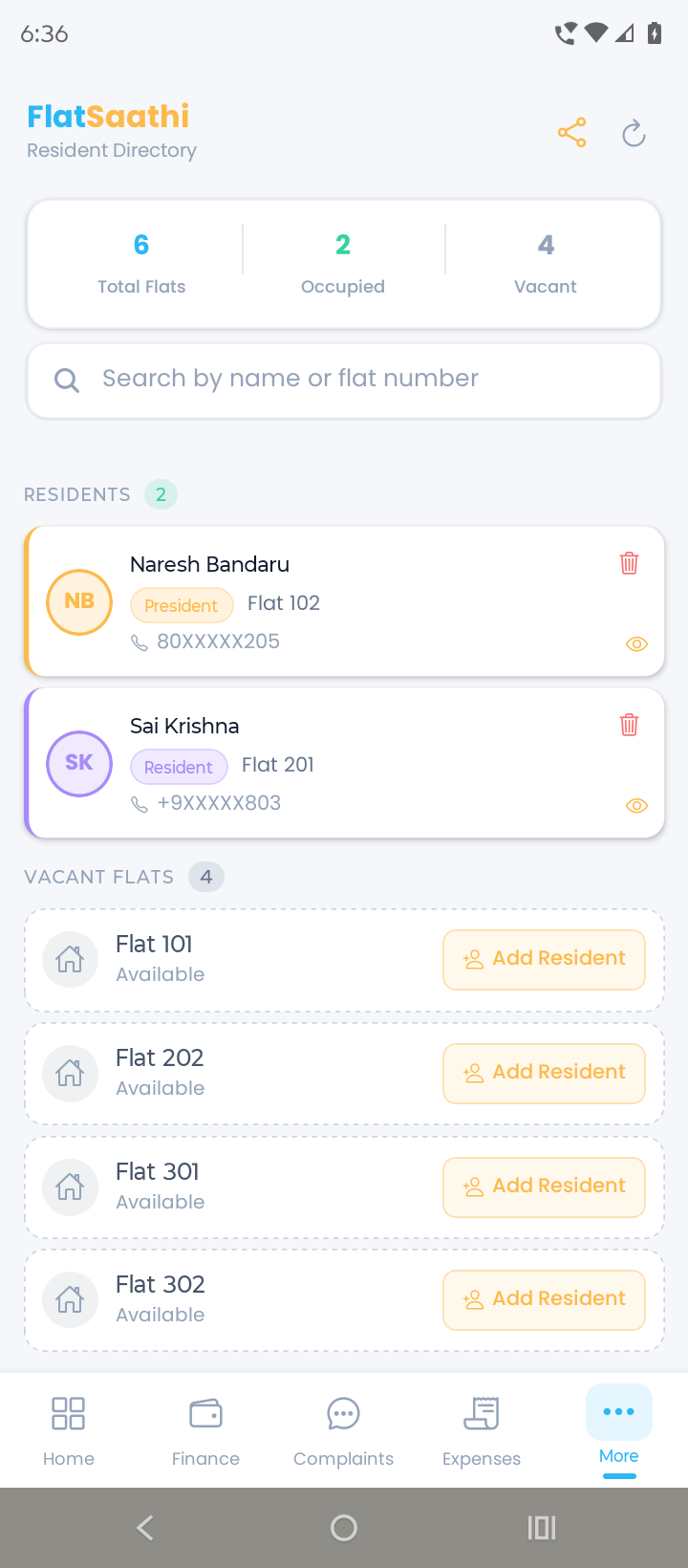 FlatSaathi resident directory